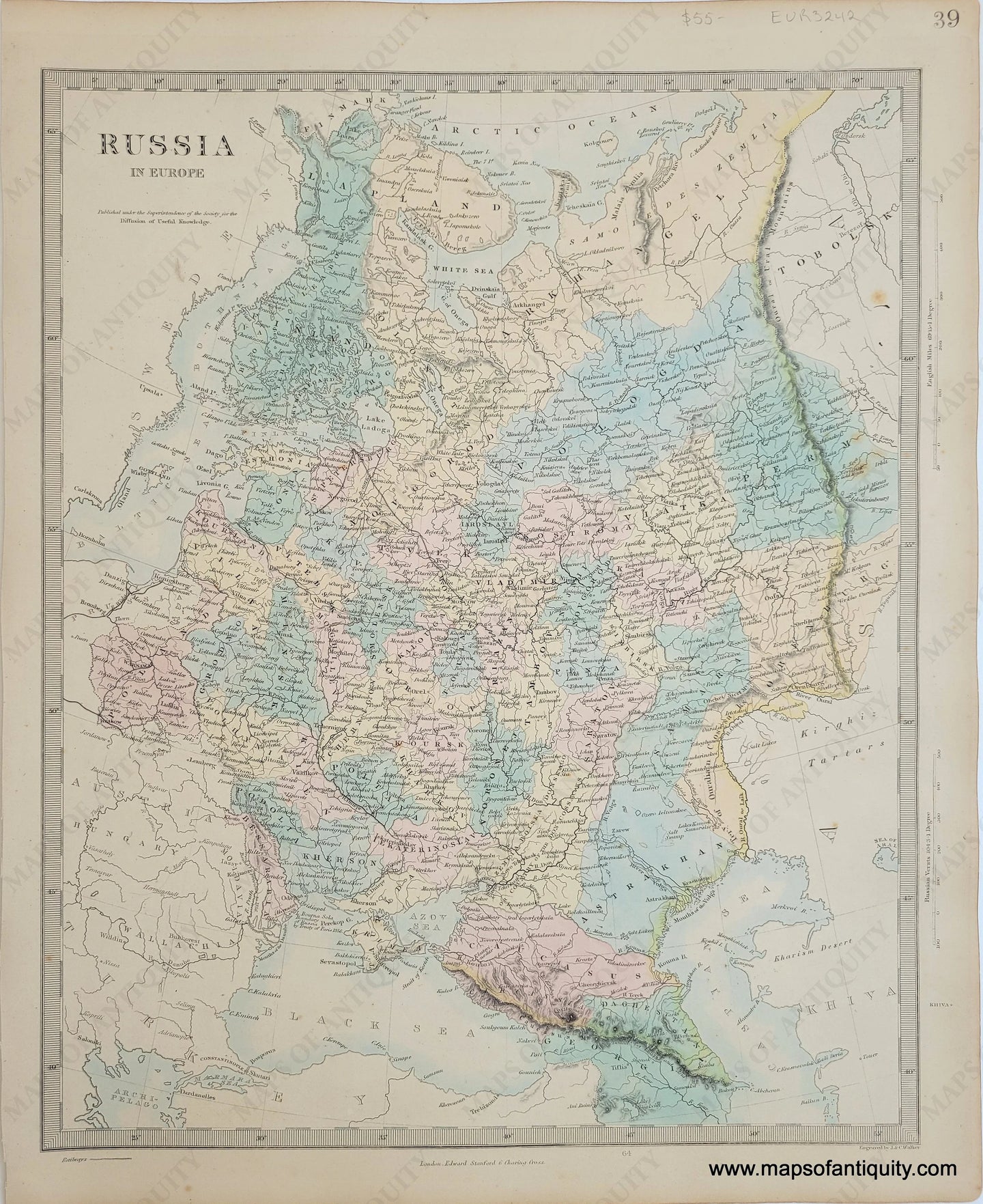 Genuine-Antique-Map-Russia-in-Europe-Russia--1860-SDUK-Society-for-the-Diffusion-of-Useful-Knowledge-Maps-Of-Antiquity-1800s-19th-century