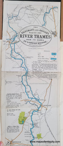 1920 - The Oarsman’s And Angler’s Map Of The River Thames From Its Source To London Bridge.