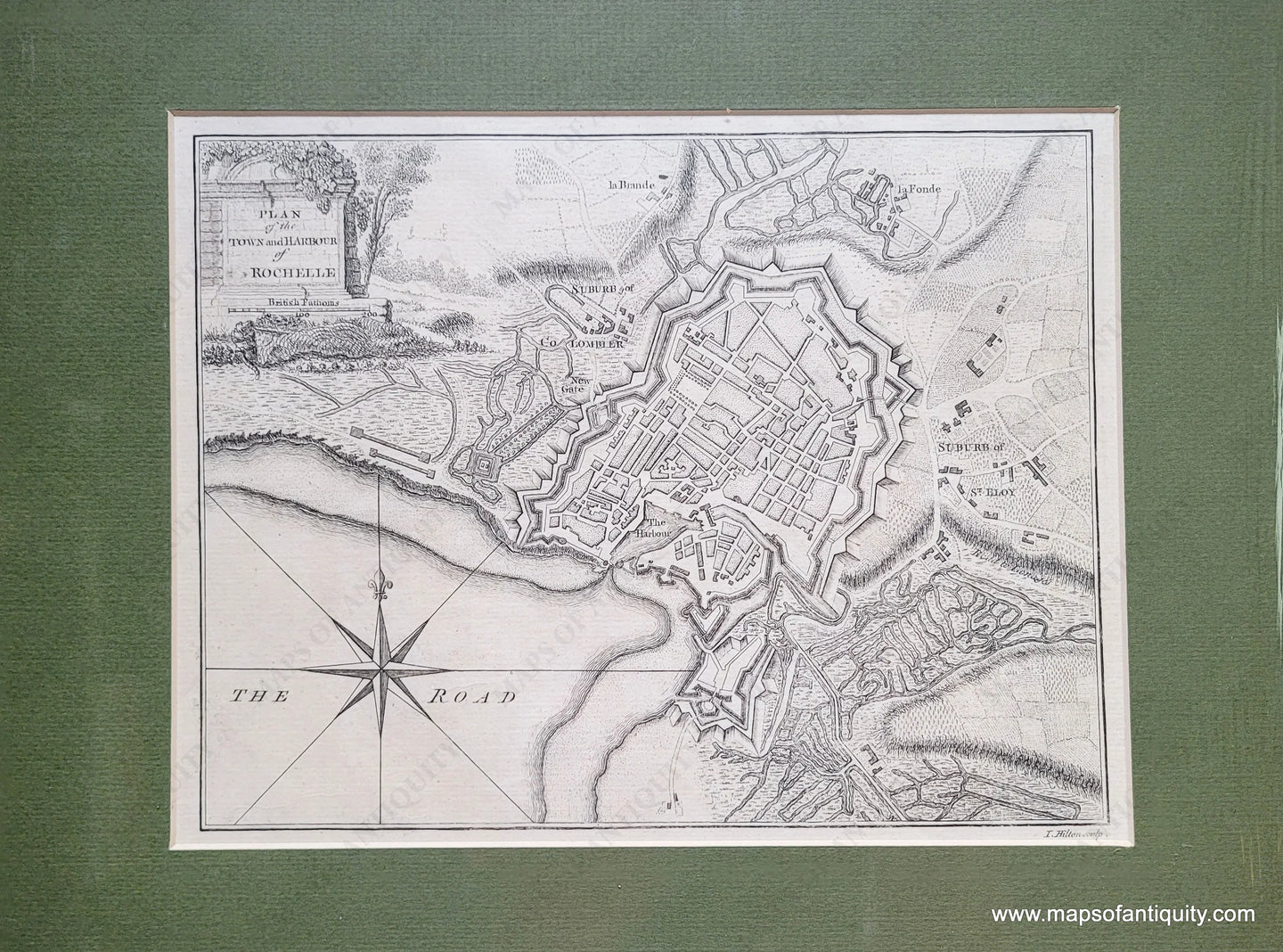 Genuine-Antique-Map-Plan-of-the-Town-and-Harbour-of-Rochelle-1759-Hilton-Coote-Maps-Of-Antiquity