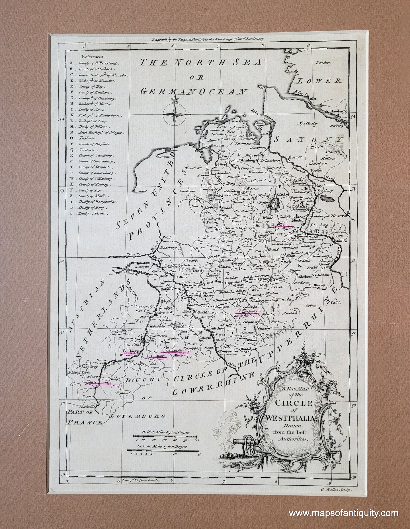 Genuine-Antique-Map-Germany---A-New-Map-of-the-Circle-of-Westphalia-Drawn-from-the-best-Authorities-1759-Rollos-Coote-Maps-Of-Antiquity