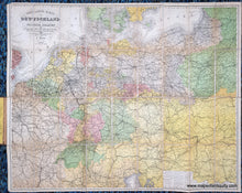 Load image into Gallery viewer, Antique map of Germany and surrounding. ANtique tones of green, pink, yellow, orange, purple to indicate political boundaries. Genuine-Antique-Map-Germany---Post--Reise-Karte-von-Deutschland-und-den-Nachbar-Staaten-1874-Flemming-Handtke-Maps-Of-Antiquity
