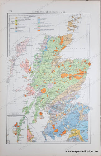 Genuine-Antique-Map-Scotland-Geological-Map-1900-The-Times-Maps-Of-Antiquity
