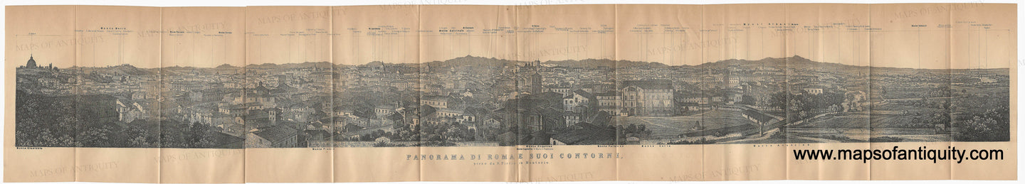 1900 - Rome Italy Panorama - Panorama di Roma et suoi Contorni - Antique Print
