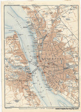 Load image into Gallery viewer, 1927 - Double-sided map: Manchester England / Liverpool and Birkenhead England - Genuine Antique Map
