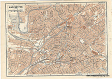 Load image into Gallery viewer, 1927 - Double-sided map: Manchester England / Liverpool and Birkenhead England - Genuine Antique Map
