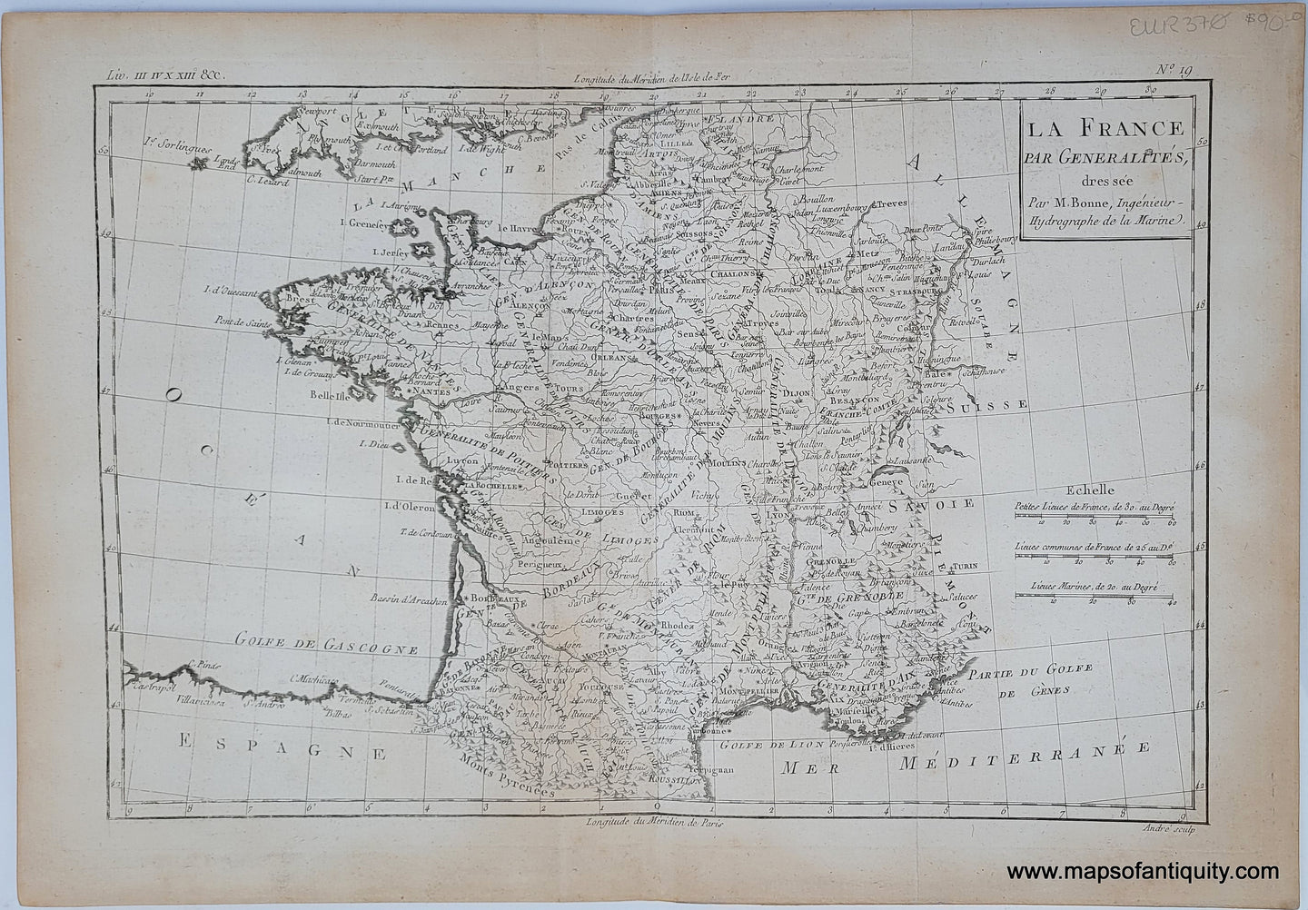 1780 - La France. - Antique Map – Maps of Antiquity