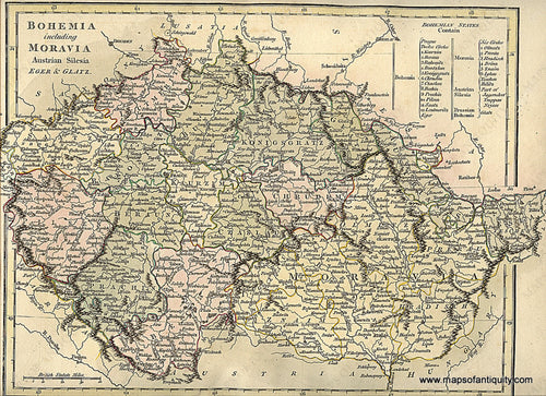 Antique-Hand-Colored-Map-Bohemia-including-Moravia-Austrian-Silesia.-Jan.-11th-1800.-Europe-Austria-1803-Wilkinson-Maps-Of-Antiquity