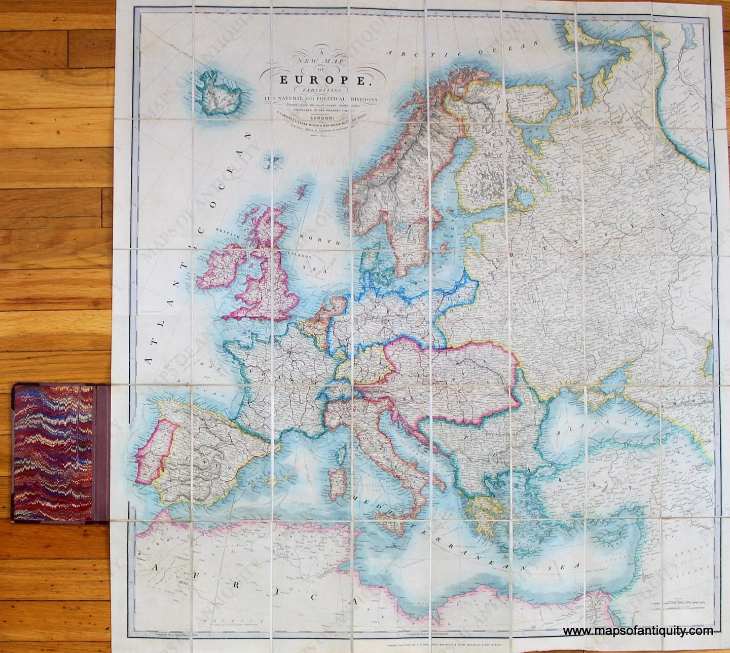 Hand-Colored-Antique-Folding-Tourist-Map-Tourist-Map-of-Europe.-Shewing-the-Railways-and-Steam-Communications-Europe-General-Folding-1869-Cruchley-Maps-Of-Antiquity