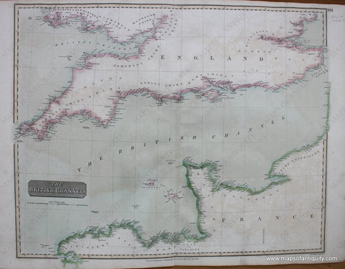 Antique-Hand-Colored-Map-The-British-Channel.-England--1814-John-Thomson-Maps-Of-Antiquity