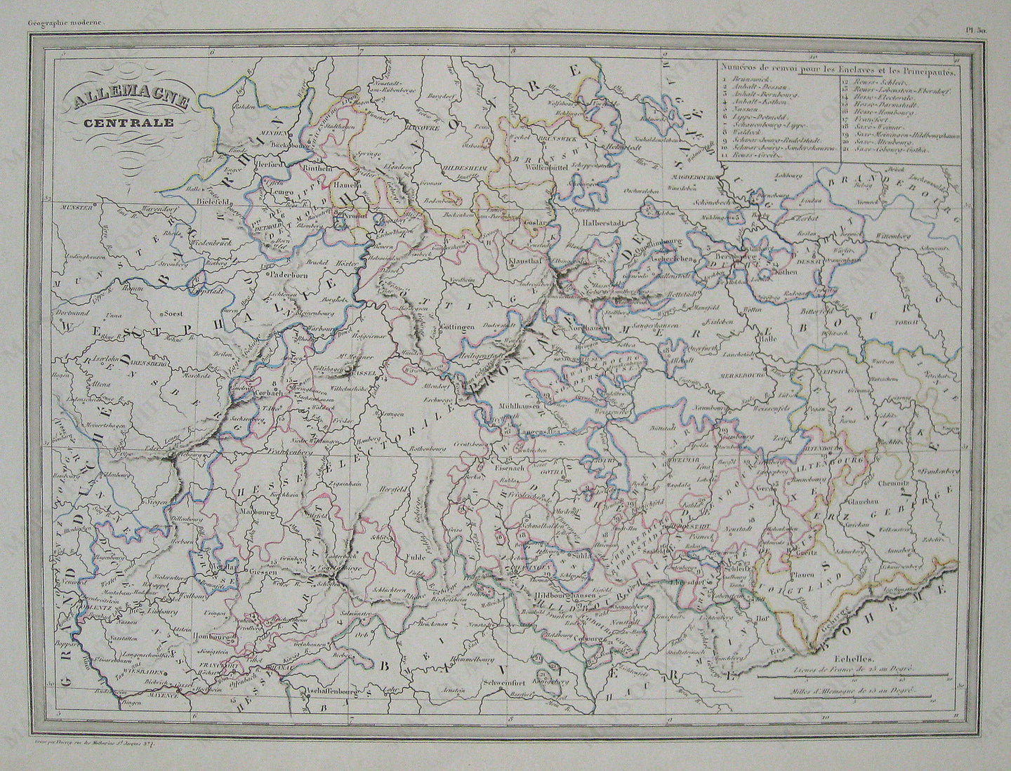 Antique-Hand-Colored-Map-Allemagne-centrale---Germany-Germany--1842-Malte-Brun-Maps-Of-Antiquity