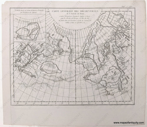 Antique-Map-Carte-Generale-Des-Decouvertes-de-Admiral-de-Fonte-Pacific-Exploration-1752-1750s-1700s-Vaugondy-Diderot-De-l'Isle-maps-of-antiquity