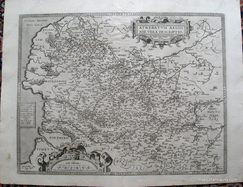 Antique-Black-and-White-Engraved-Map-Artois-Atrebatum-Regionis-Artois-France-France--1579-Ortelius-Maps-Of-Antiquity