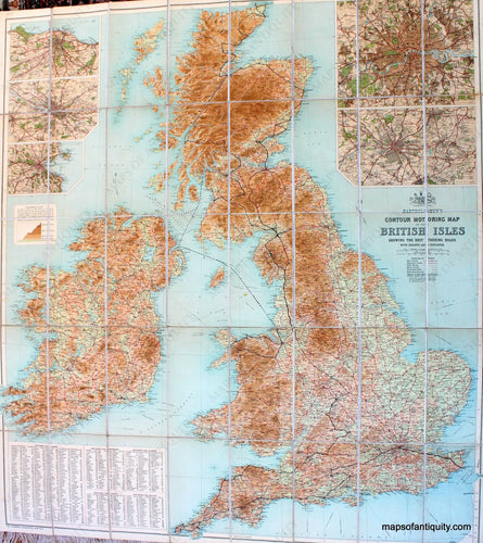 Antique-Folding-Map-Bartholomew's-Contour-Motoring-Map-of-the-British-Isles-Showing-the-Best-Touring-Roads**********-United-Kingdom-Folding-Maps-1930-Bartholomew-Maps-Of-Antiquity