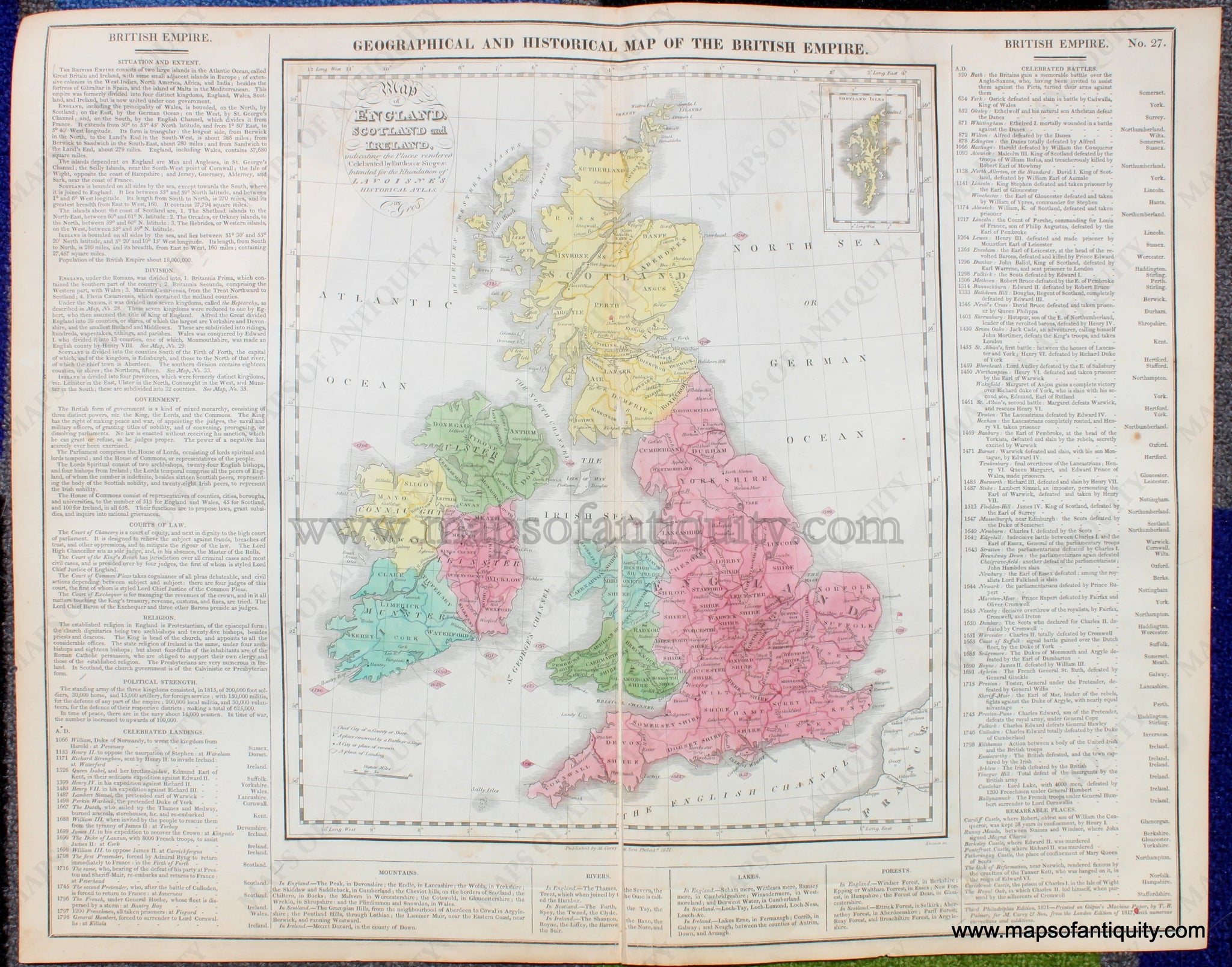 1821 - Geographical and Historical Map of the British Empire. No
