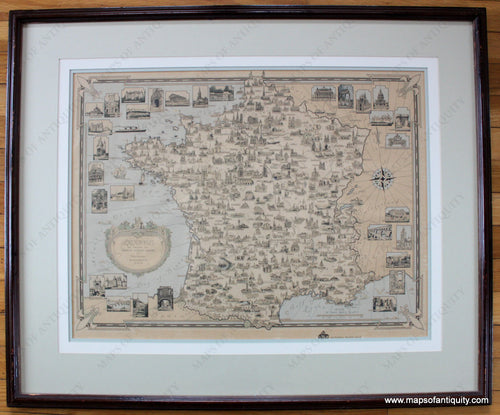 Antique-Printed-Color-Pictorial-Map-France-as-Drawn-by-Ernest-Dudley-Chase-******-Europe-France-c.-1935-Ernest-Dudley-Chase-Maps-Of-Antiquity