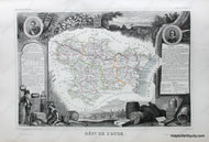 Antique-Hand-Colored-Map-Dept.-de-L'Aude.-Europe-France-1851-Levasseur-Maps-Of-Antiquity