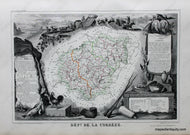 Antique-Hand-Colored-Map-Dept.-de-la-Correze.-Europe-France-1851-Levasseur-Maps-Of-Antiquity
