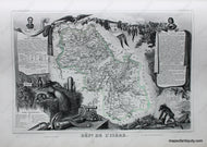 1851 - Dept. de L' Isere (Grenoble and vicinity) France - Antique Map