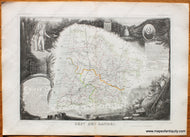 1851 - Dept. des Landes (Mont-de-Marsan and vicinity) France - Antique Map