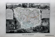 Antique-Hand-Colored-Map-Dept.-du-Morbihan-Europe-France-1851-Levasseur-Maps-Of-Antiquity