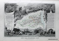 Antique-Hand-Colored-Map-Dept.-des-Pyrenees-Orles-Europe-France-1851-Levasseur-Maps-Of-Antiquity