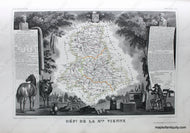 Antique-Hand-Colored-Map-Dept.-de-la-Haute-Vienne-Europe-France-1851-Levasseur-Maps-Of-Antiquity