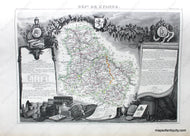 Antique-Hand-Colored-Map-Dept.-de-L'yonne.-Europe-France-1851-Levasseur-Maps-Of-Antiquity