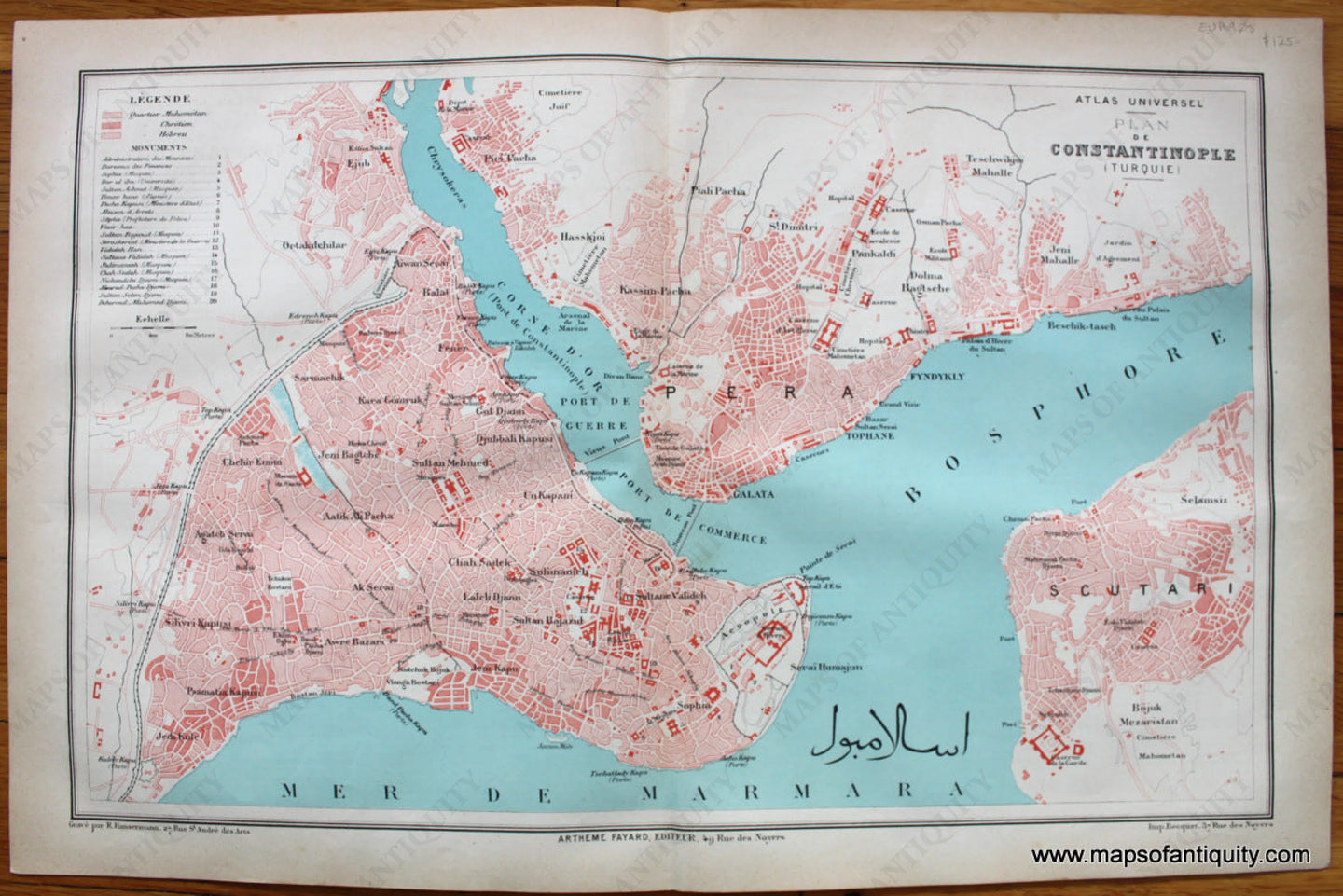 Antique-Map-Plan-Constantinople-Istanbul-Turkey-Fayard-1877-1870s-1800s