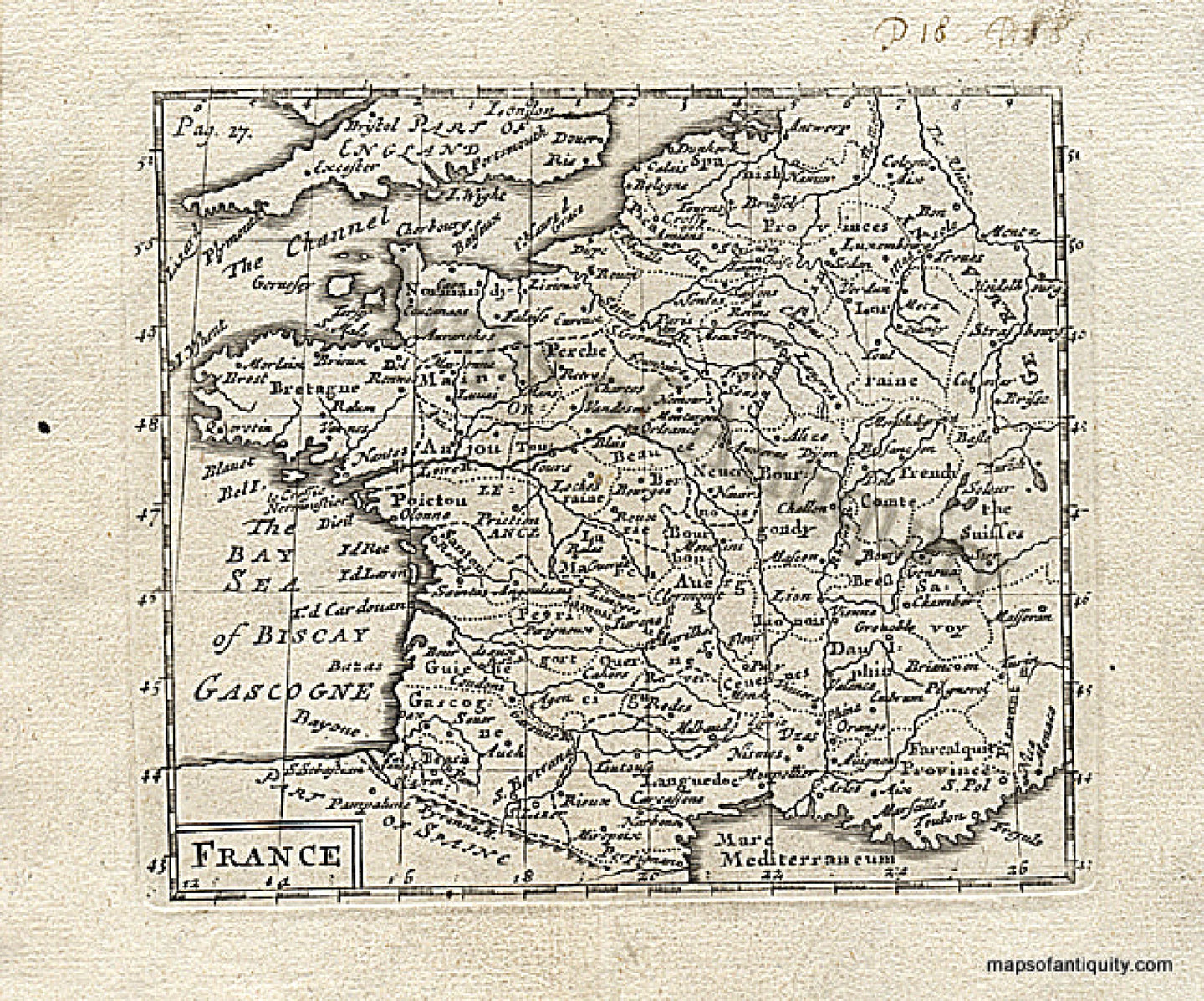 Black-and-White-Engraved-Antique-Map-France-Europe-France-1688-Morden-Maps-Of-Antiquity