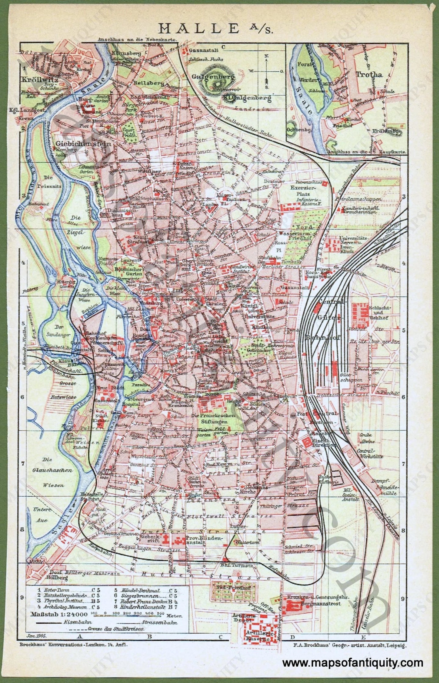 Antique-colored-map-Halle-Germany-Europe-Germany-1905-Brockhaus-Maps-Of-Antiquity