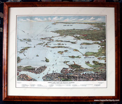 Framed-Reproduction-Bird's-Eye-View-of-Boston-Harbor---Reproduction-Holiday-Gift-Reproductions-Reproduction-Federal-Engraving-Co.-Maps-Of-Antiquity