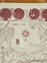 Load image into Gallery viewer, Genuine Antique Vintage Pictorial Map of Cape Cod in cranberry red published in 1948-Claretta Pope Higgins-Maps-Of-Antiquity

