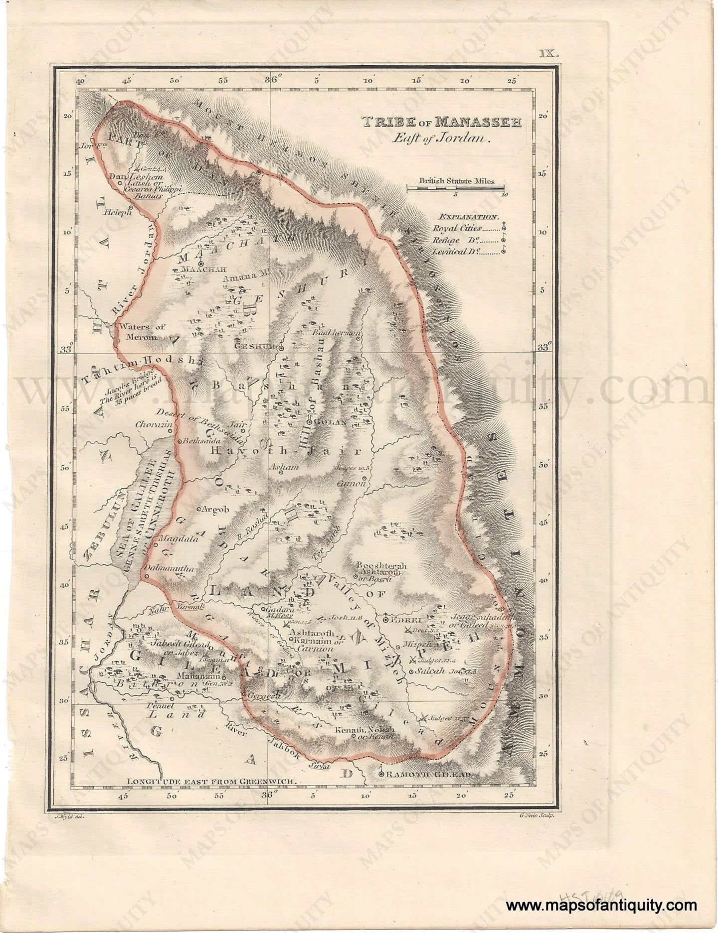 Genuine-Antique-Map-Tribe-of-Manasseh,-on-an-extended-scale-1823-J.-Wyld-Maps-Of-Antiquity