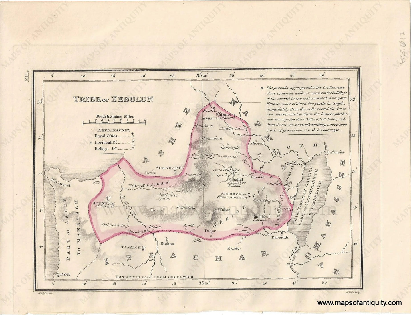 Genuine-Antique-Map-Tribe-of-Zebulun,-on-an-extended-scale-1823-J.-Wyld-Maps-Of-Antiquity