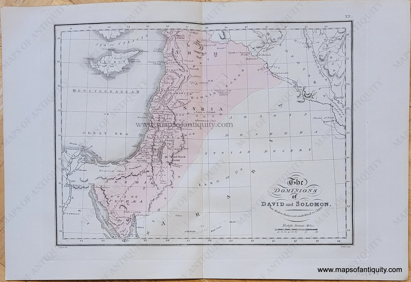 Genuine-Antique-Map-The-Dominions-of-David-and-Solomon-1823-J.-Wyld-Maps-Of-Antiquity