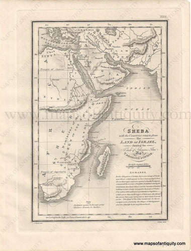 Genuine-Antique-Map-Sheba,-with-the-Countries-remote-from-the-Land-of-Israel,-showing-the-track-of-Solomon's-Fleet-to-Tarshish-and-Ophir-1823-J.-Wyld-Maps-Of-Antiquity