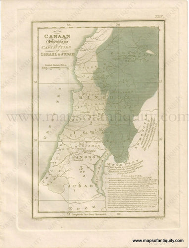 Genuine-Antique-Map-Canaan,-showing-the-Captivities-of-Israel-and-Judah-1823-J.-Wyld-Maps-Of-Antiquity