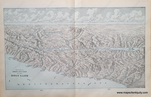 Genuine-Antique-Map-Historical-Birds-Eye-View-of-the-Holy-Land-1903-Cram-Maps-Of-Antiquity