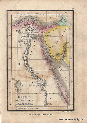 Genuine-Antique-Map-Egypt-or-the-Land-of-Mizraim--1823-Palmer-Maps-Of-Antiquity