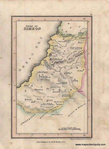 Genuine-Antique-Map-Tribe-of-Simeon-1823-Palmer-Maps-Of-Antiquity