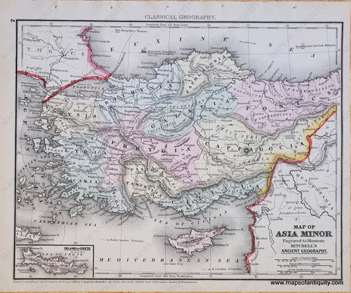 Genuine-Antique-Map-Map-of-Asia-Minor-Engraved-to-Illustrate-Mitchells-Ancient-Geography-Turkey-1871-Mitchell-Maps-Of-Antiquity-1800s-19th-century