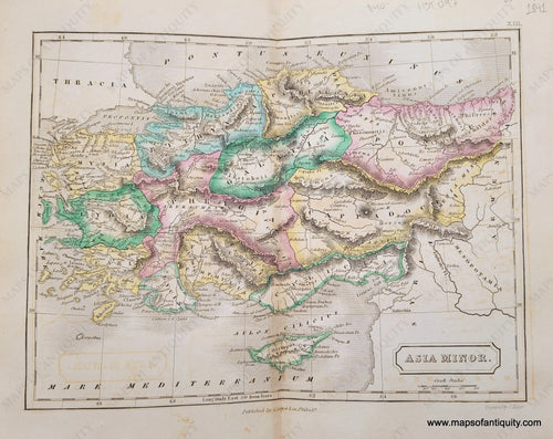 1841 - Turkey Asia Minor Antique Map Genuine Hand-Colored