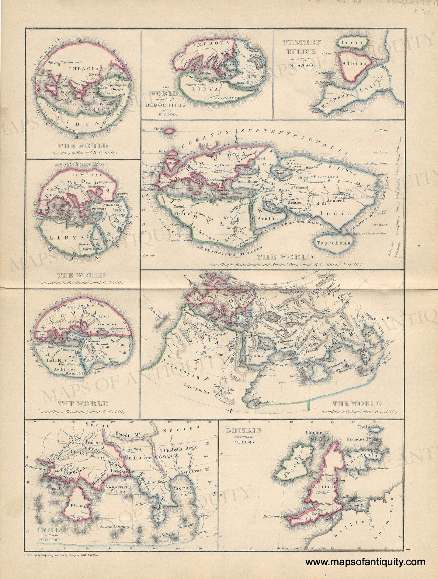 1871 - The World According to the Ancients - Genuine Antique Map – Maps ...