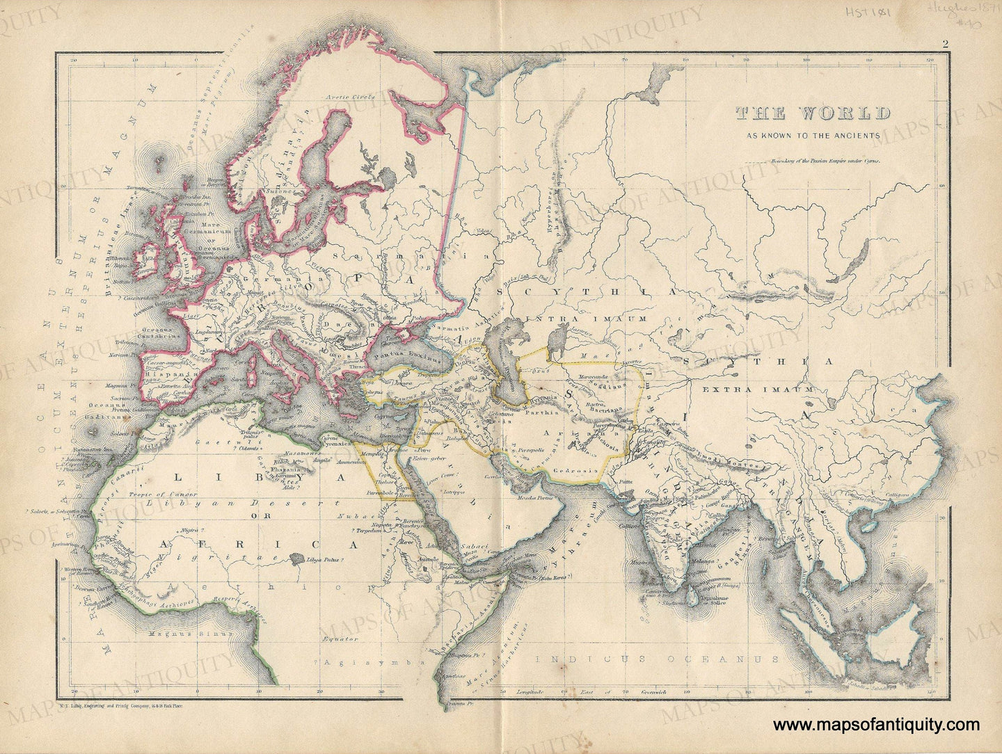 1871 - The World As Known to the Ancients - Genuine Antique Map – Maps ...