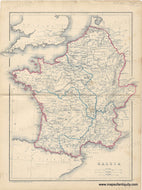 Genuine-Antique-Map-Gallia-France-in-Ancient-Times--1871-Hughes-Maps-Of-Antiquity