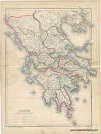Genuine-Antique-Map-Ancient-Greece---Graecia-including-Epirus-and-Thessalia-with-part-of-Macedonia--1871-Hughes-Maps-Of-Antiquity