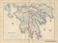 Genuine-Antique-Map-Ancient-Greece---Peloponnesus-with-Attica-and-Part-of-Boeotia-1871-Hughes-Maps-Of-Antiquity
