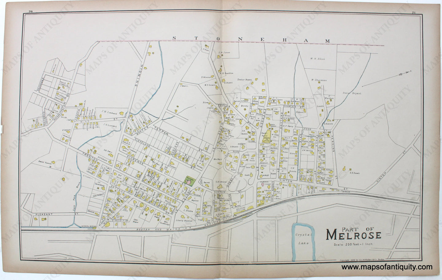 1889 - Part of Melrose - Antique Map