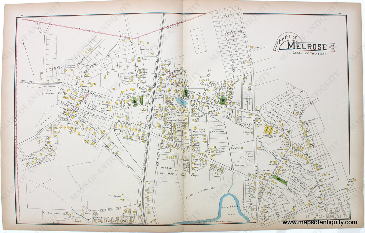 1889 - Part of Melrose - Antique Map