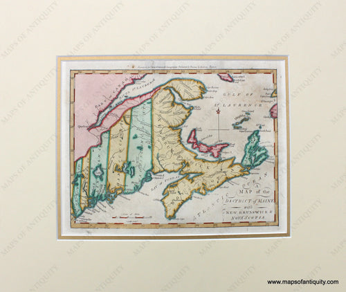 1796 - A Map of the District of Maine with New Brunswick and Nova Scotia - Antique Map